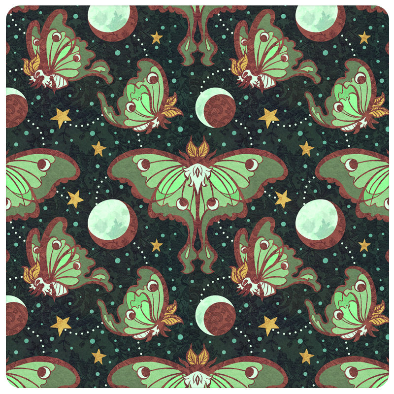 Spanish Moon Moths Fabric Wallpaper and Home Decor  Spoonflower