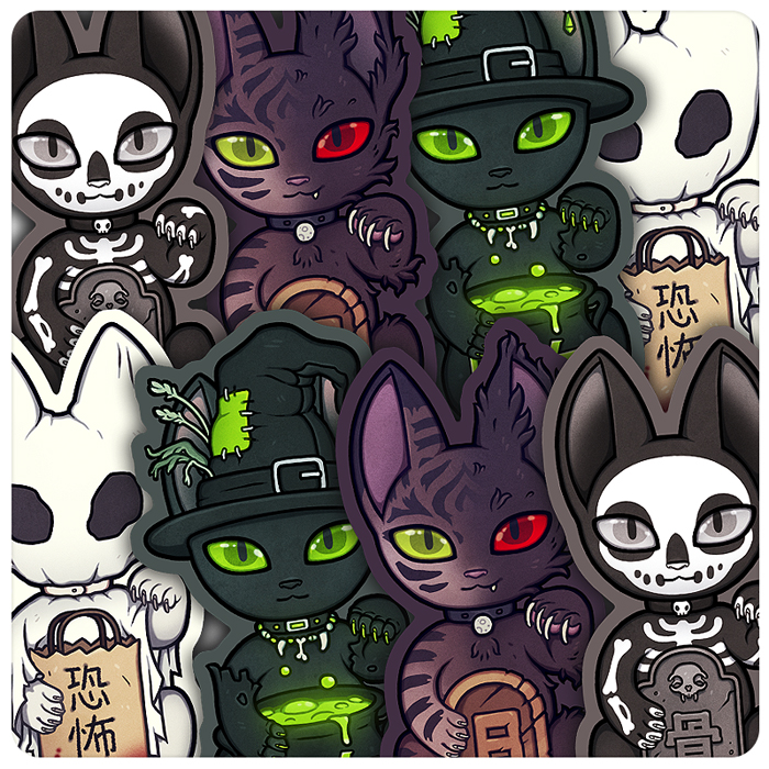 Halloween Wrong Neko Stickers, by Atrocityland